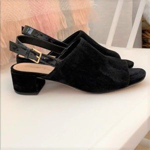 Clarks Black Suede Sling Back Mule Shoe